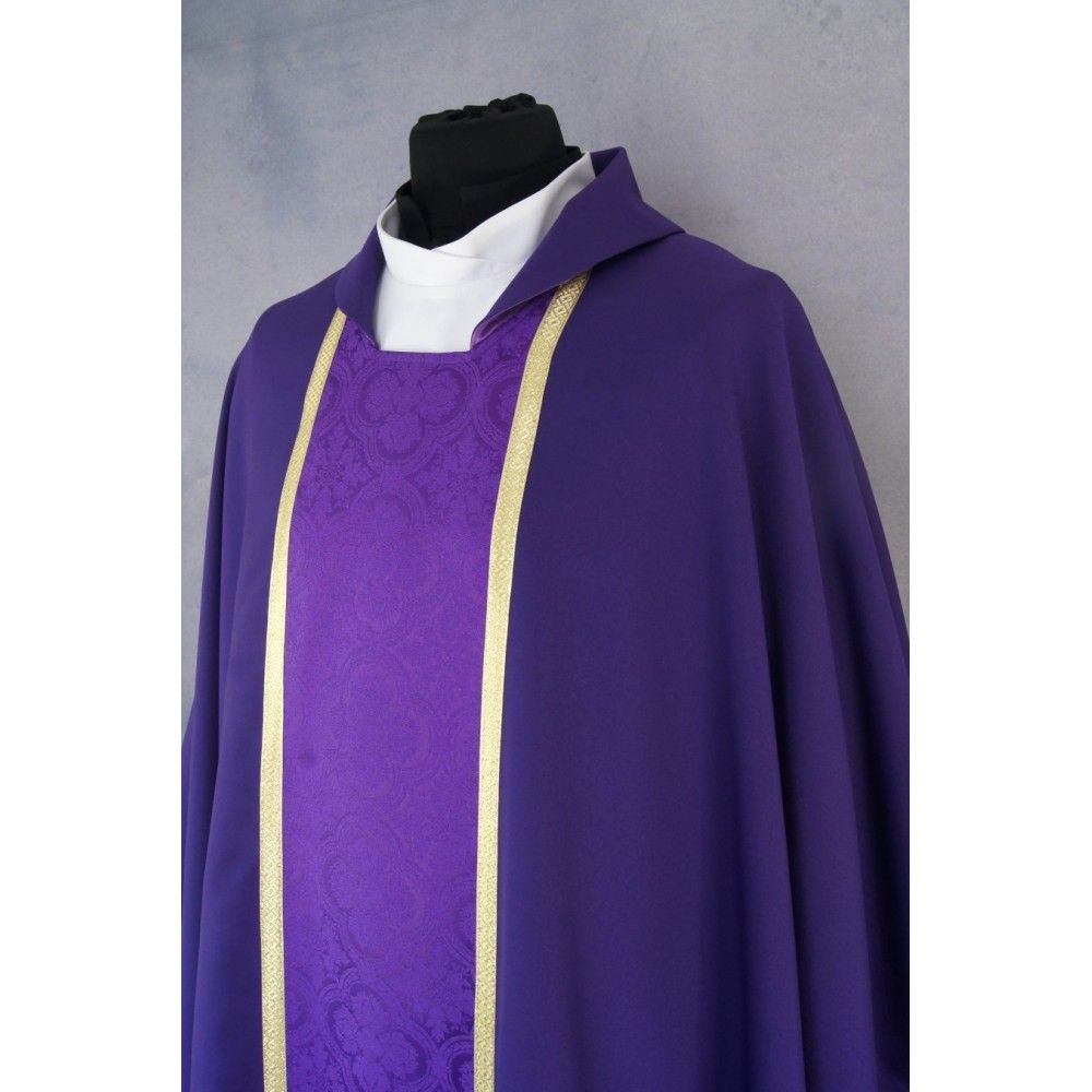 Ornat gotycki fioletowy, tkanina gładka, pas żakardowy (193K) - ORNATY NA WIELKI POST - zdjęcie 2 - Ornat gotycki fioletowy, tkanina gładka, pas żakardowy (193K)