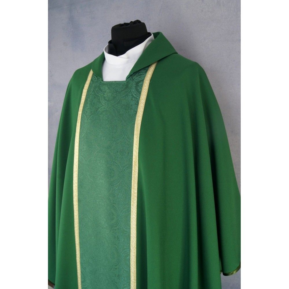 Ornat gotycki zielony, tkanina gładka, pas żakardowy (194K) - Ornaty do koncelebry - zdjęcie 2 - Ornat gotycki zielony, tkanina gładka, pas żakardowy (194K)