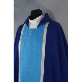 Ornat gotycki niebieski-maryjny, tkanina gładka, pas żakardowy (195K) - Ornaty Maryjne - zdjęcie 2 - Ornat gotycki niebieski-maryjny, tkanina gładka, pas żakardowy (195K)