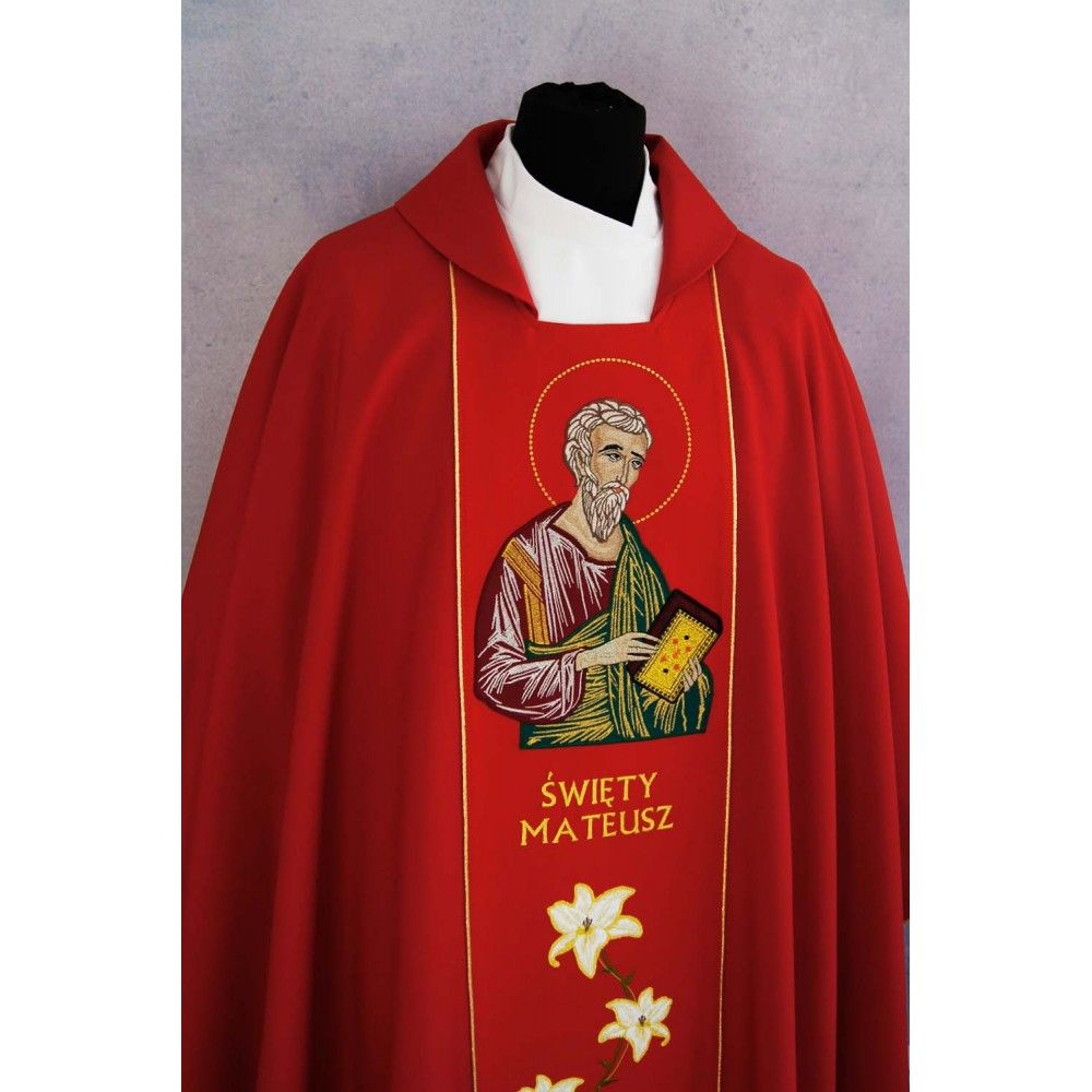 Ornat haftowany św. Mateusz (2) - Ornaty z wizerunkiem świętych - zdjęcie 3 - Ornat haftowany św. Mateusz (2)
