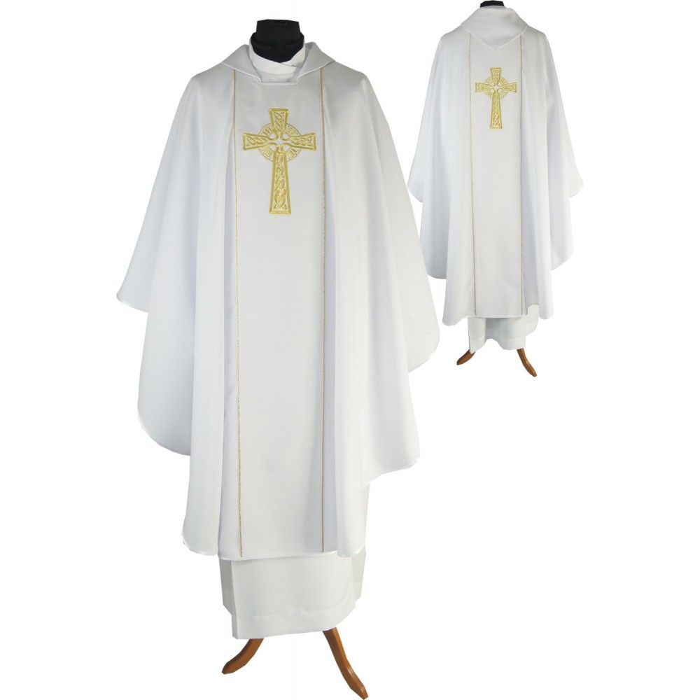 Ornat gotycki biały, tkanina gładka (201K) - Ornaty białe/ ecru - Nowość