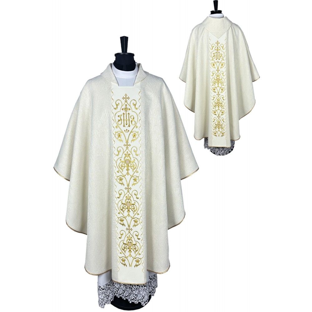 Ornat gotycki brokatowa tkanina, haftowany pas (204K) - Ornaty złote/srebrne - Nowość