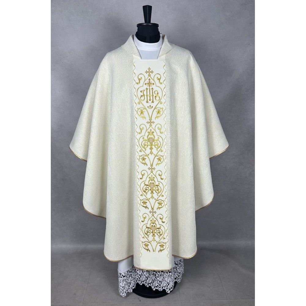 Ornat gotycki brokatowa tkanina, haftowany pas (204K) - Ornaty złote/srebrne - zdjęcie 2 - Ornat gotycki brokatowa tkanina, haftowany pas (204K)