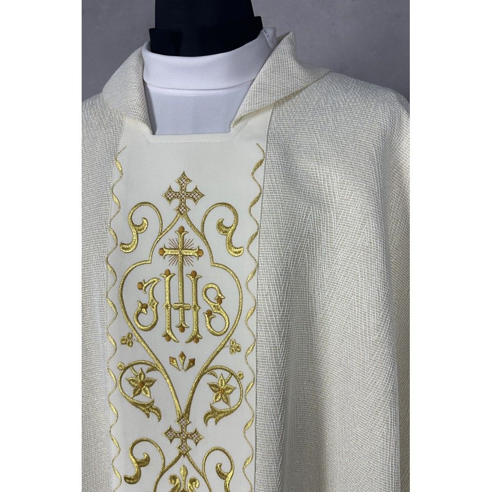 Ornat gotycki brokatowa tkanina, haftowany pas (204K) - Ornaty złote/srebrne - zdjęcie 3 - Ornat gotycki brokatowa tkanina, haftowany pas (204K)