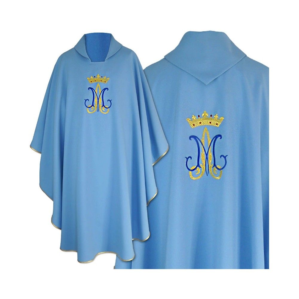 Ornat maryjny niebieski, haftowany, materiał strecz (209K) - Ornaty Maryjne - zdjęcie 2 - Ornat maryjny niebieski, haftowany, materiał strecz (209K)