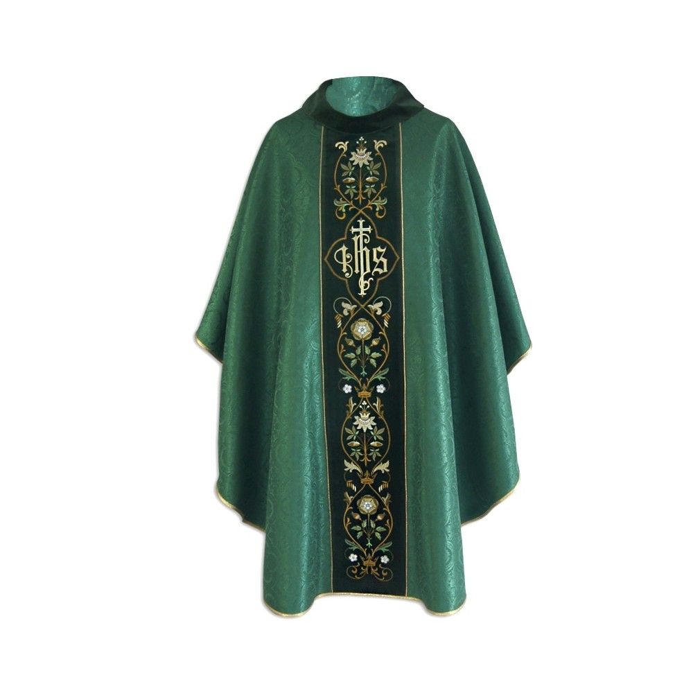 Ornat gotycki zielony, haftowany pas aksamit (212K) - Ornaty zielone - Nowość