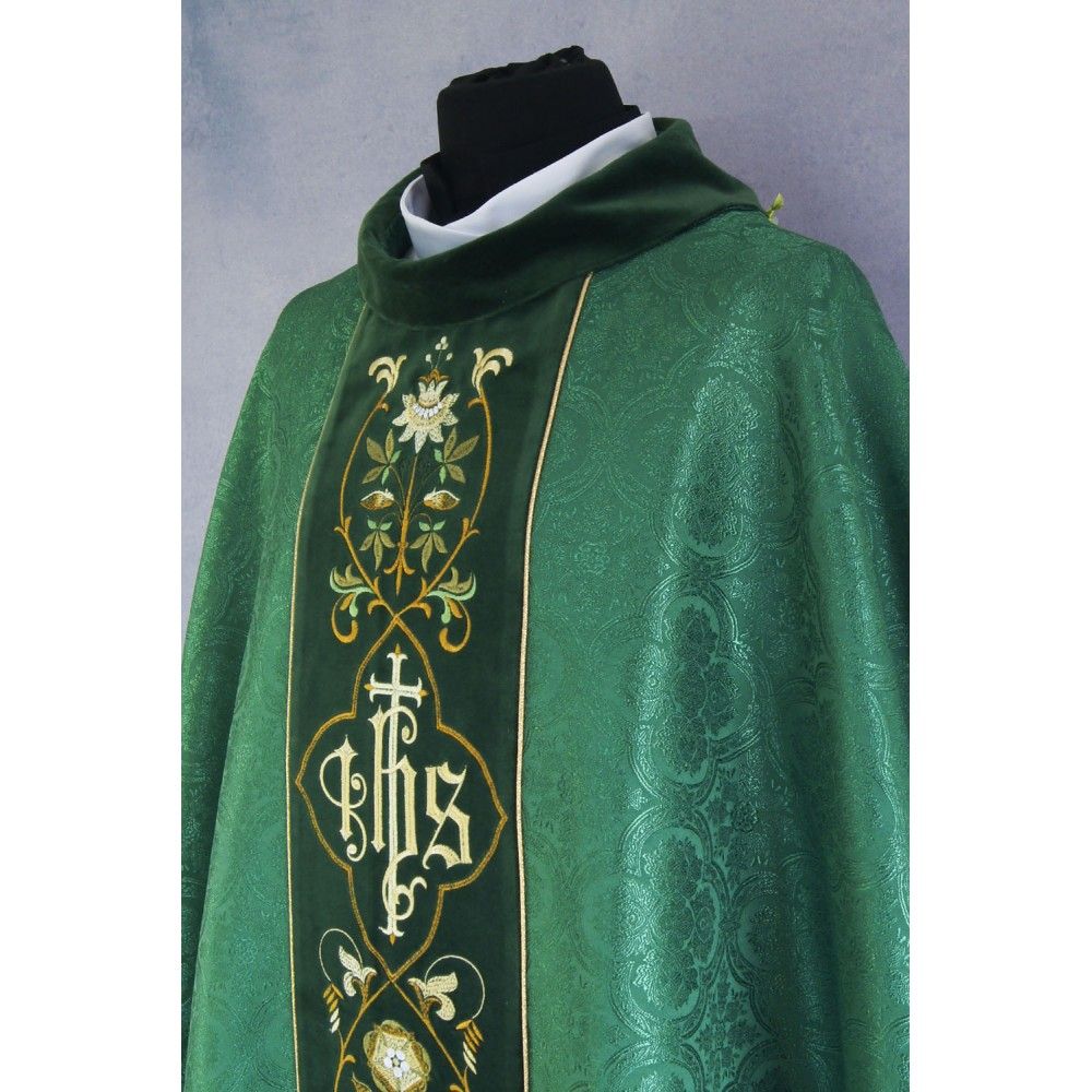 Ornat gotycki zielony, haftowany pas aksamit (212K) - Ornaty zielone - zdjęcie 2 - Ornat gotycki zielony, haftowany pas aksamit (212K)