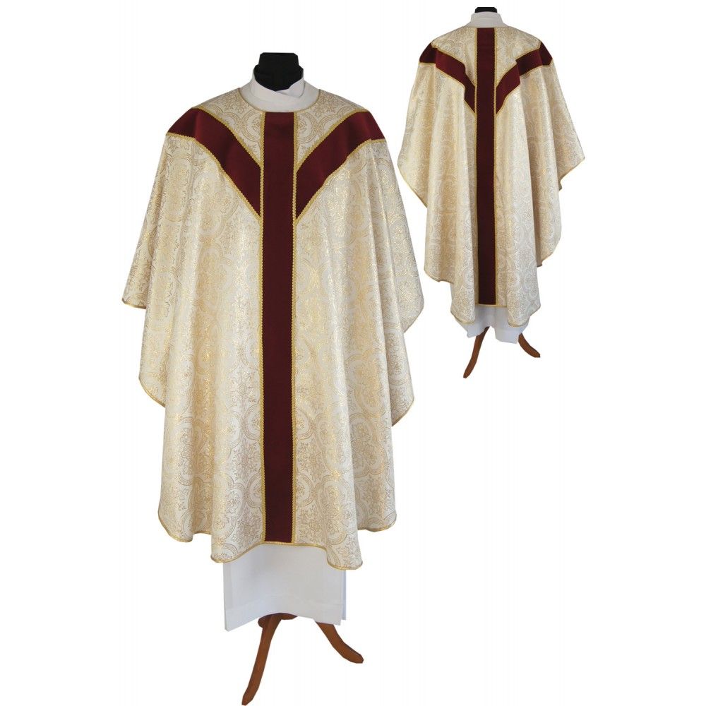 Ornat Semi Gotycki - jasnozłoty brokat (53) - Ornaty Semi Gotyckie - Nowość