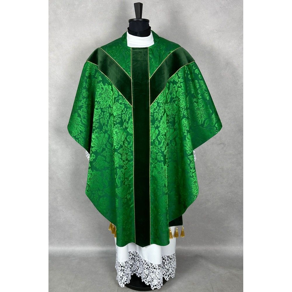 Ornat Semi Gotycki - zielony żakard (57) - Ornaty Semi Gotyckie - Nowość
