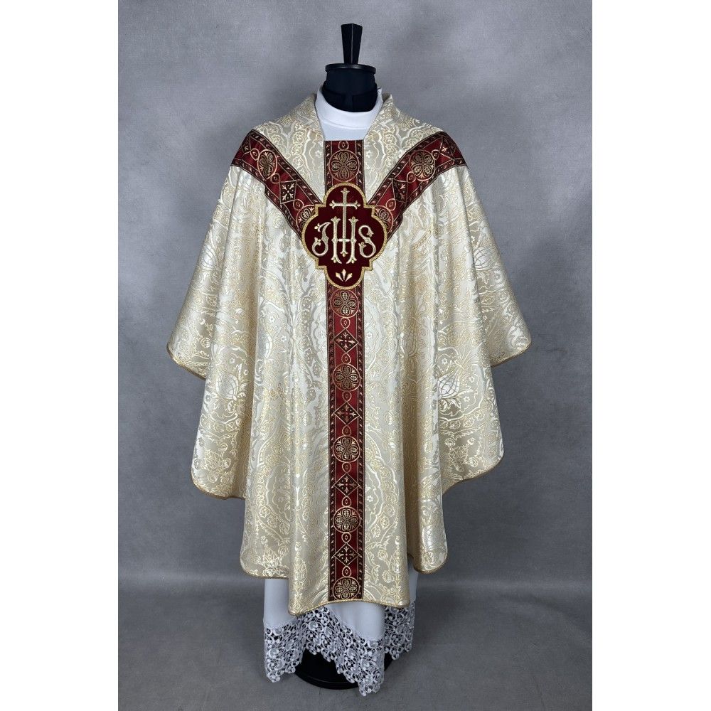 Ornat semi gotycki brokatowa tkanina, tkane pas (49K) - Ornaty Semi Gotyckie - zdjęcie 3 - Ornat semi gotycki brokatowa tkanina, tkane pas (49K)