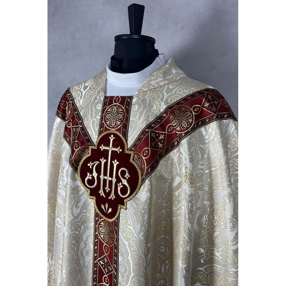 Ornat semi gotycki brokatowa tkanina, tkane pas (49K) - Ornaty Semi Gotyckie - zdjęcie 2 - Ornat semi gotycki brokatowa tkanina, tkane pas (49K)