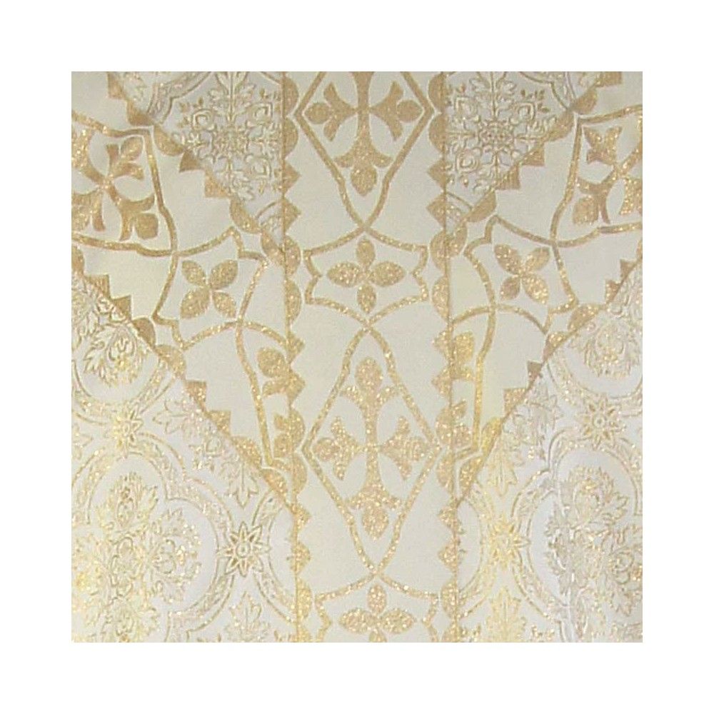 Ornat semi gotycki + stuła, kolor złote wzory, tkane pasy (50K) - Ornaty Semi Gotyckie - zdjęcie 2 - Ornat semi gotycki + stuła, kolor złote wzory, tkane pasy (50K)