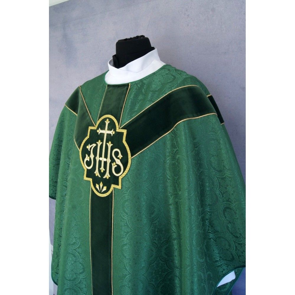 Ornat semi gotycki + stuła, kolor zielony, aksamitny pas (56K) - Ornaty Semi Gotyckie - zdjęcie 2 - Ornat semi gotycki + stuła, kolor zielony, aksamitny pas (56K)