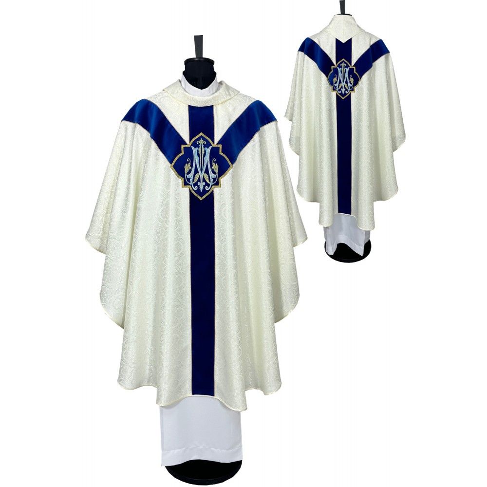 Ornat semi gotycki + stuła, maryjny, aksamitny pas (88K) - Ornaty Maryjne - Nowość