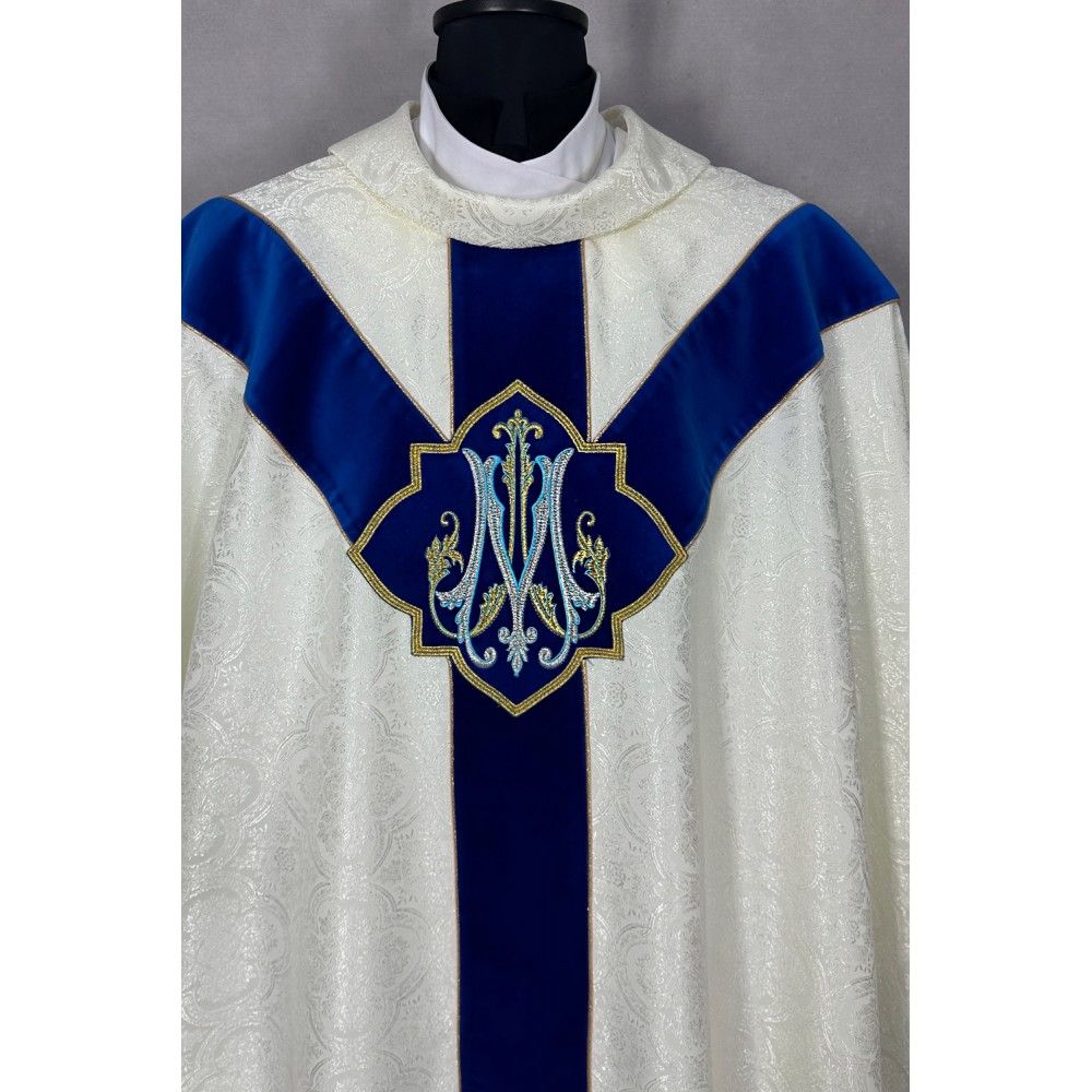 Ornat semi gotycki + stuła, maryjny, aksamitny pas (88K) - Ornaty Maryjne - zdjęcie 2 - Ornat semi gotycki + stuła, maryjny, aksamitny pas (88K)