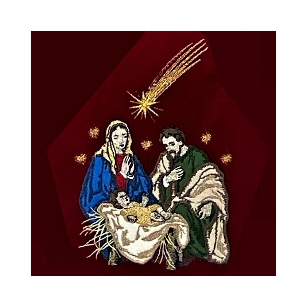 Ornat semi gotycki + stuła, aplikacja Św. Rodzina, aksamitny pas (90K) - Ornaty Semi Gotyckie - zdjęcie 3 - Ornat semi gotycki + stuła, aplikacja Św. Rodzina, aksamitny pas (90K)