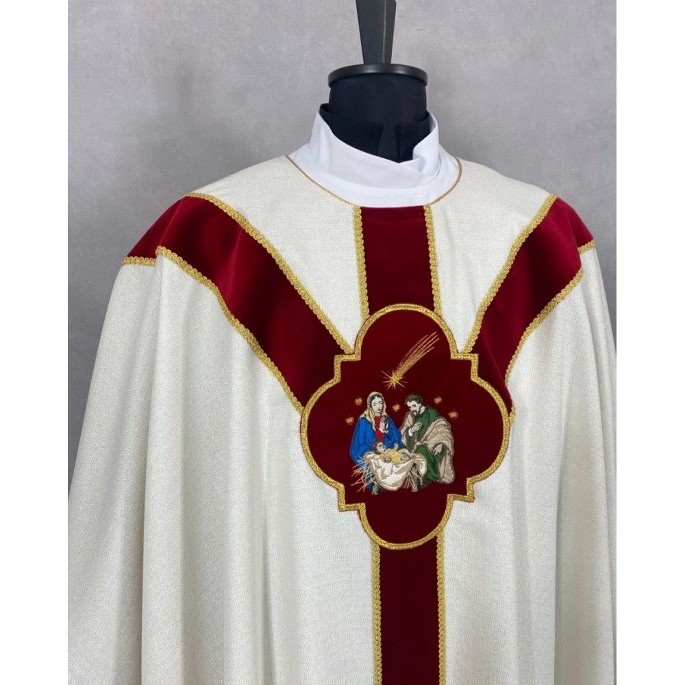 Ornat semi gotycki + stuła, aplikacja Św. Rodzina, aksamitny pas (90K) - Ornaty Semi Gotyckie - zdjęcie 2 - Ornat semi gotycki + stuła, aplikacja Św. Rodzina, aksamitny pas (90K)