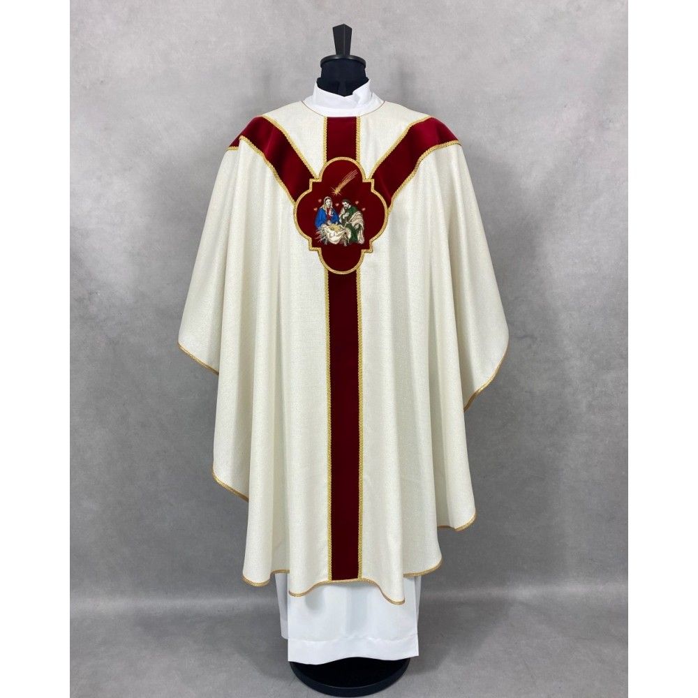 Ornat semi gotycki + stuła, aplikacja Św. Rodzina, aksamitny pas (90K) - Ornaty Semi Gotyckie - zdjęcie 4 - Ornat semi gotycki + stuła, aplikacja Św. Rodzina, aksamitny pas (90K)