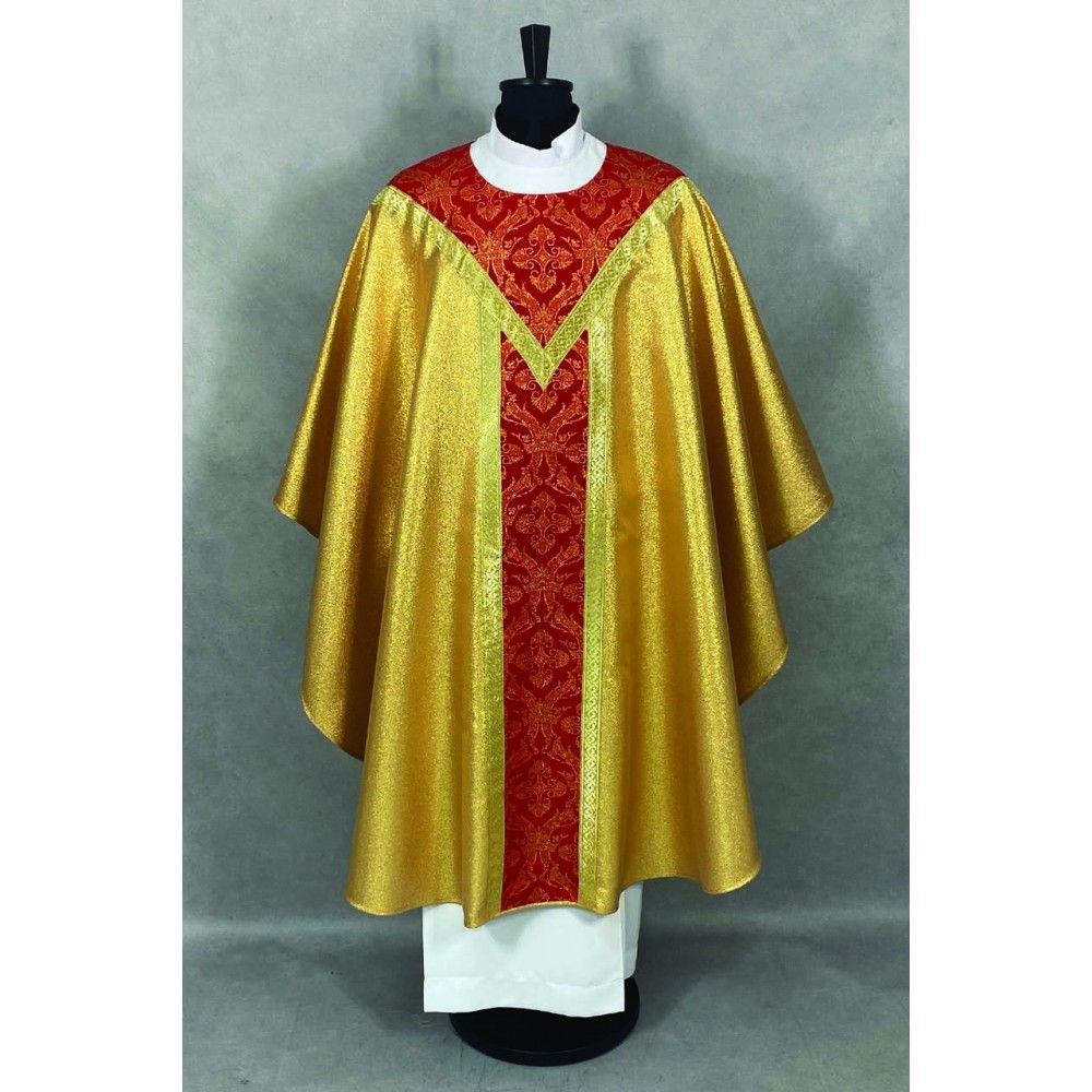 Ornat semi gotycki, tkanina złoty brokat, pasy tkane (93K) - Ornaty Semi Gotyckie - zdjęcie 2 - Ornat semi gotycki, tkanina złoty brokat, pasy tkane (93K)