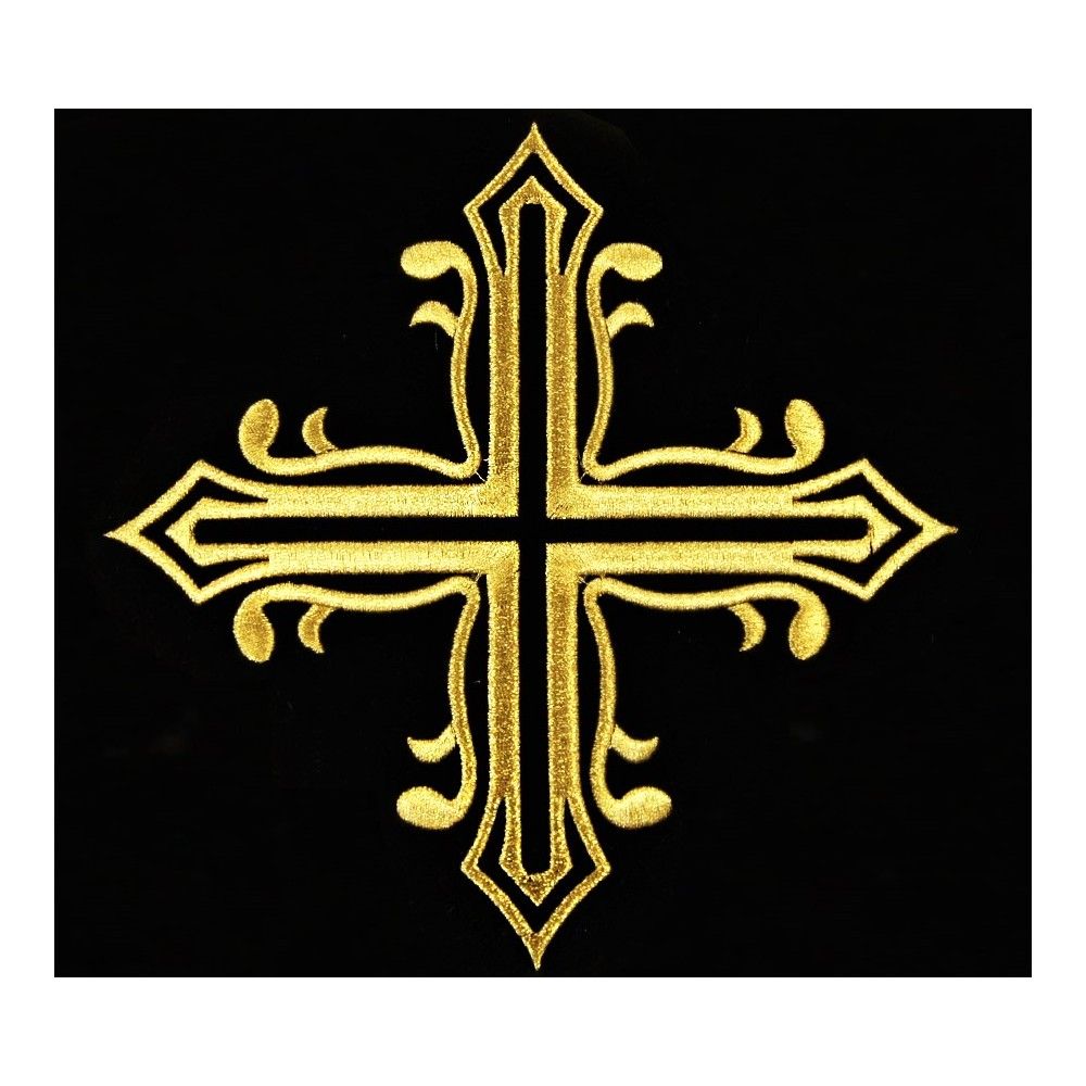 Ornat semi gotycki, czarny, tkanina żakard, pasy tkane (96K) - Ornaty Semi Gotyckie - zdjęcie 2 - Ornat semi gotycki, czarny, tkanina żakard, pasy tkane (96K)