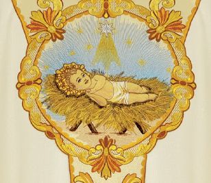 Ornat haftowany Boże Narodzenie (11U) - Ornaty z wizerunkiem świętych - zdjęcie 3 - Ornat haftowany Boże Narodzenie (11U)