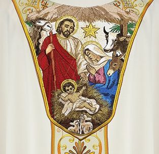 Ornat haftowany Boże Narodzenie (12U) - Ornaty z wizerunkiem świętych - zdjęcie 3 - Ornat haftowany Boże Narodzenie (12U)