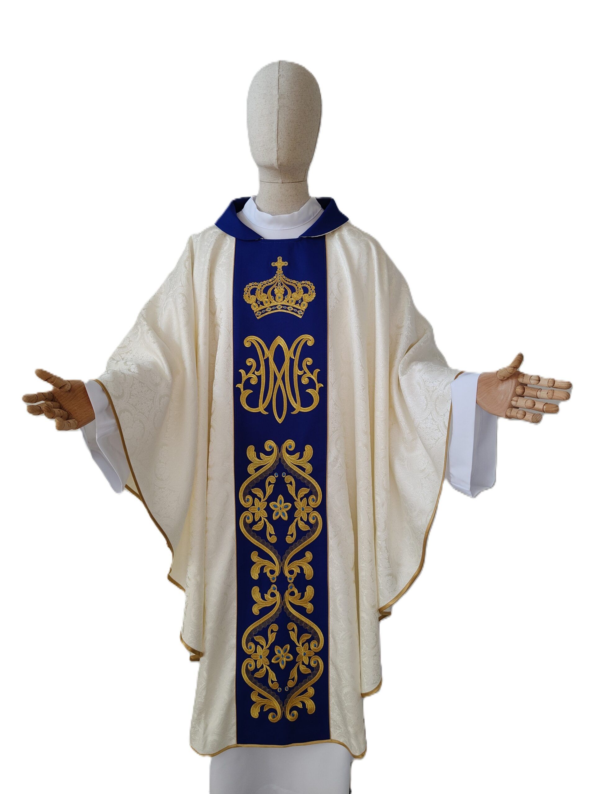 Ornat maryjny z haftowanym pasem, materiał rozeta (72) - Ornaty Maryjne - Nowość