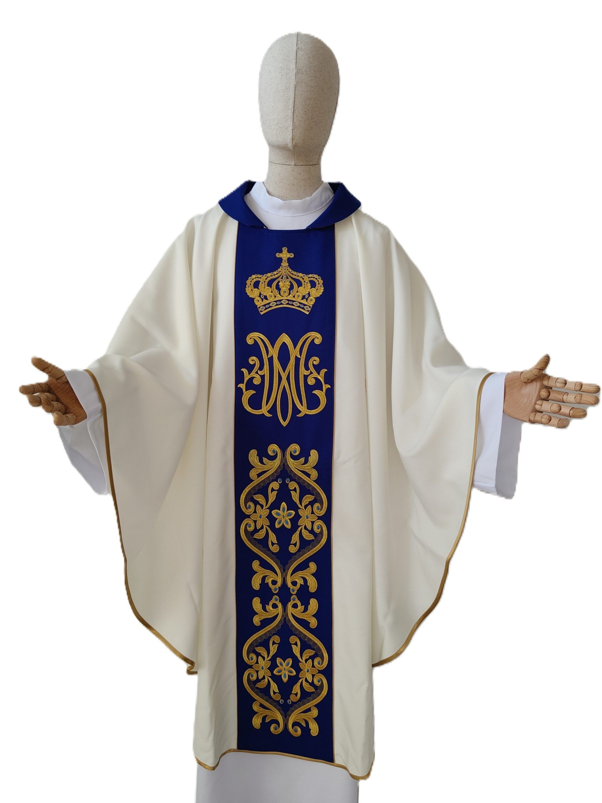 Ornat maryjny z haftowanym pasem, materiał gładki (73) - Ornaty Maryjne - Nowość