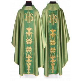 Ornat haftowany IHS zielony + stuła (136H) - Ornaty zielone