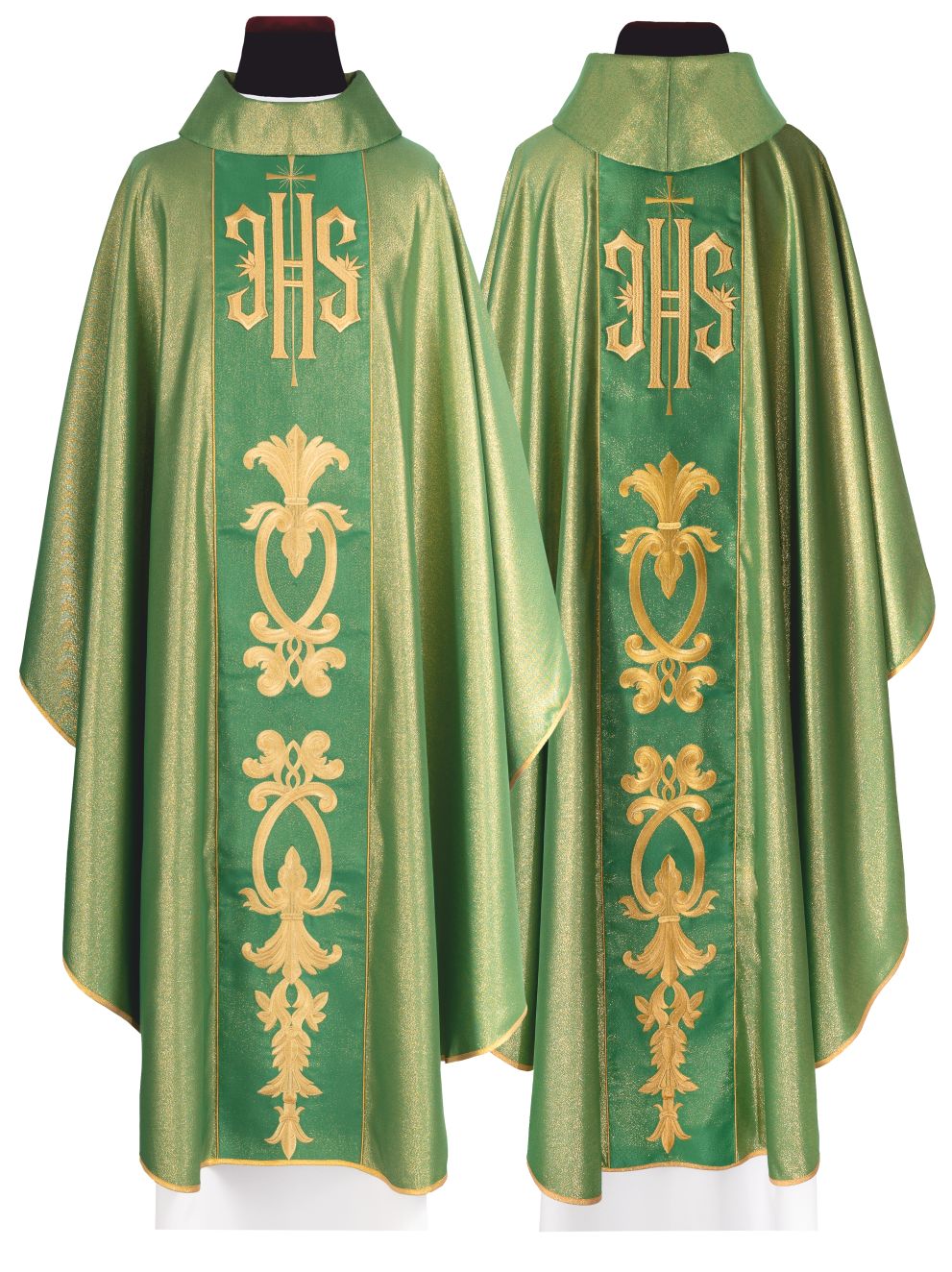 Ornat haftowany IHS zielony + stuła (136H) - Ornaty zielone - Nowość