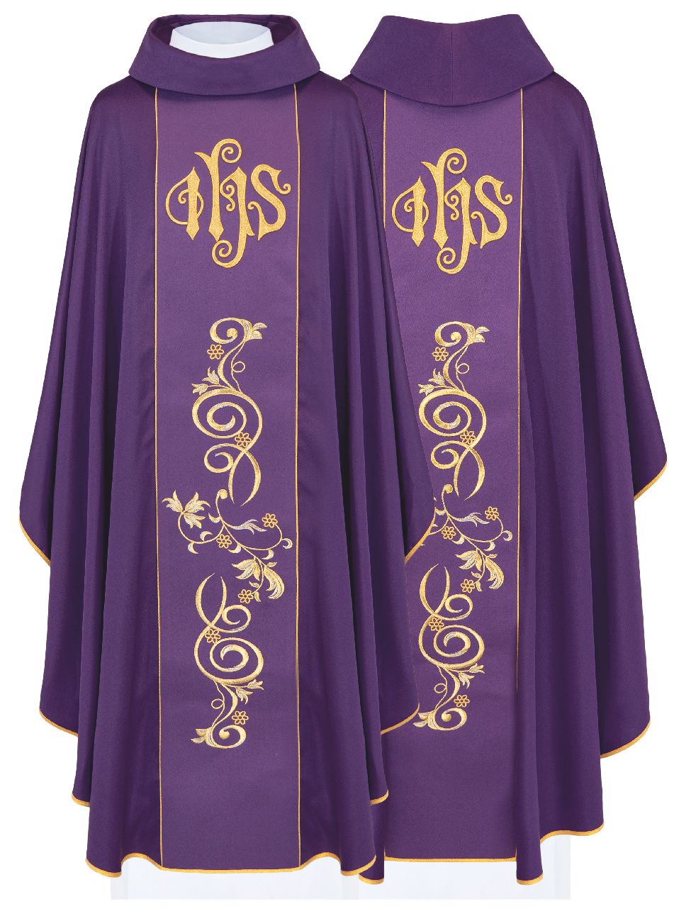 Ornat haftowany IHS + stuła - kolory liturgiczne (140H) - Ornaty zielone - Nowość