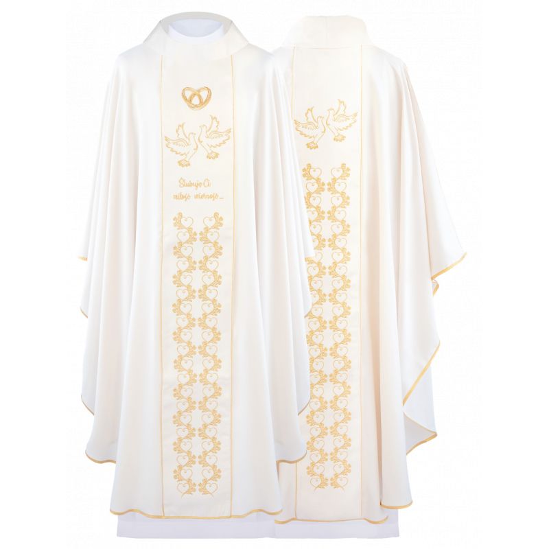 Ornat ślubny, ecru + stuła (148H) - Ornaty ślubne - Ornat ślubny, ecru + stuła (148H)