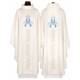 Ornat maryjny haftowany ecru + stuła (149H) - Ornaty Maryjne
