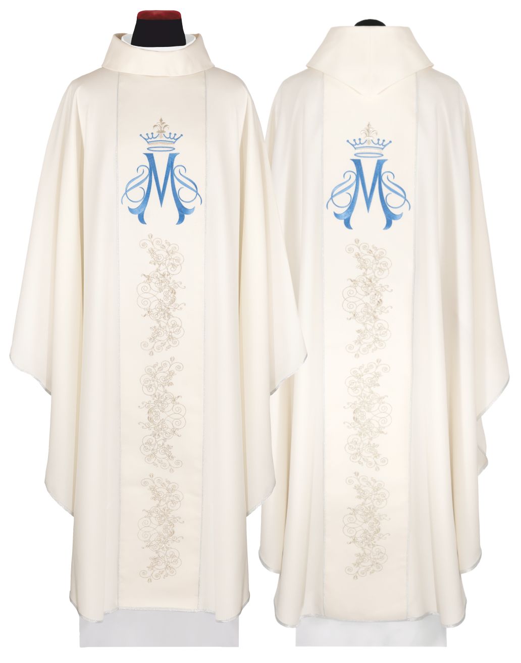 Ornat maryjny haftowany ecru + stuła (149H) - Ornaty Maryjne - Nowość