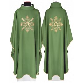 Ornat haftowany Alfa i Omega, zielony + stuła (157H) - Ornaty zielone