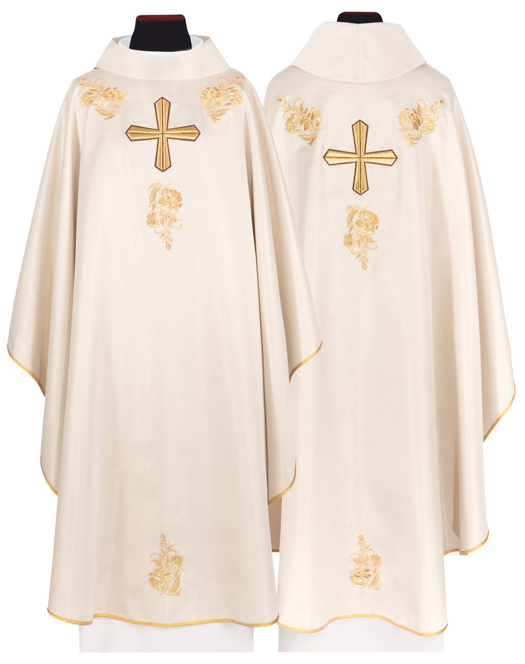 Ornat haftowany Krzyż, ecru + stuła (160H) - Ornaty białe/ ecru - Nowość