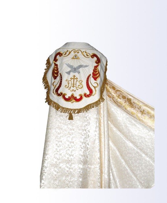 Kapa kolor biało/ecru ze złotym pasem + stuła - KAPY LITURGICZNE - Kapa kolor biało/ecru ze złotym pasem