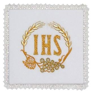 Palka IHS kłosy + winogrona - kolor biały, srebrny - zdjęcie 2 - Palka IHS kłosy + winogrona