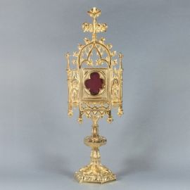 Relikwiarz mosiężny pozłacany - RELIKWIARZE