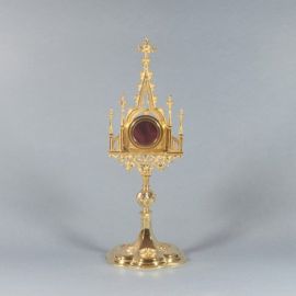 Relikwiarz mosiężny pozłacany - gotycki mały - RELIKWIARZE