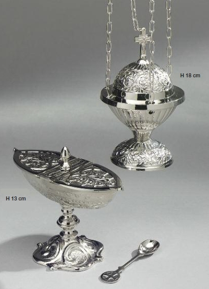 Trybularz + łódka + łyżeczka - komplet koloru srebrnego - TRYBULARZE, ŁÓDKI - Nowość