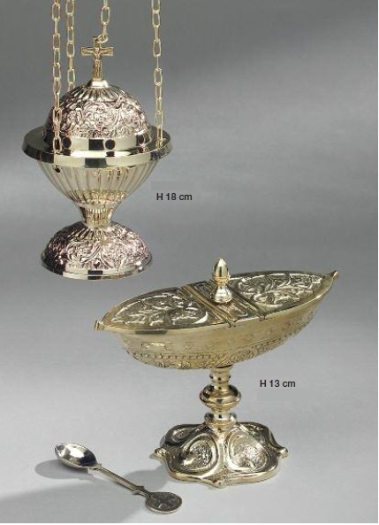 Trybularz + łódka + łyżeczka - komplet koloru złotego - TRYBULARZE, ŁÓDKI - zdjęcie 3 - Trybularz + łódka + łyżeczka - komplet koloru złotego