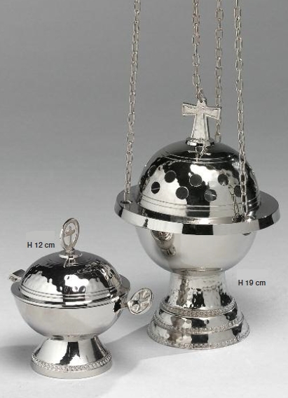 Trybularz + łódka + łyżeczka - komplet koloru srebrnego (2) - TRYBULARZE, ŁÓDKI - Nowość