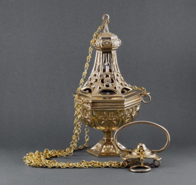 Trybularz mosiężny odlewany wys. 26 cm - TRYBULARZE, ŁÓDKI - Nowość