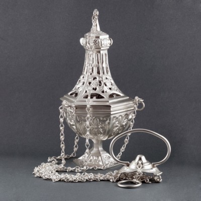 Trybularz mosiężny srebrzony wys. 26 cm - TRYBULARZE, ŁÓDKI - Nowość