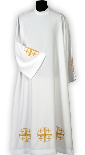 Alba kapłańska haftowana, krzyże jerozolimskie (14) - KOMŻE I ALBY  KAPŁAŃSKIE - Nowość