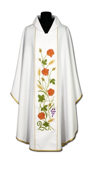 Ornat haftowany róże (2) - Ornaty białe/ ecru - Nowość