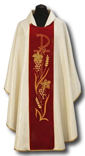 Ornat z adamaszku , pas aksamit (017) - Ornaty białe/ ecru - Nowość