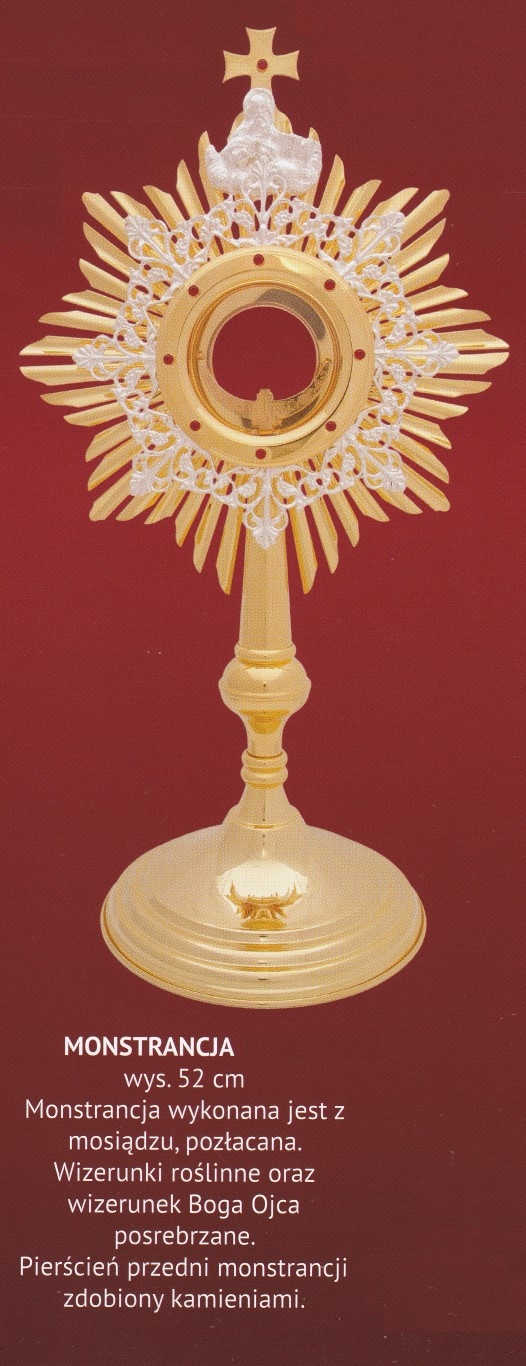 Monstrancja pozłacana wys. 52 cm (20) - MONSTRANCJE - zdjęcie 2 - Monstrancja pozłacana wys. 52 cm (20)