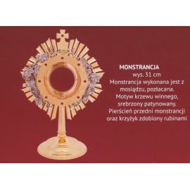 Monstrancja pozłacana wys. 31 cm (21) - MONSTRANCJE - zdjęcie 2 - Monstrancja pozłacana wys. 31 cm (21)